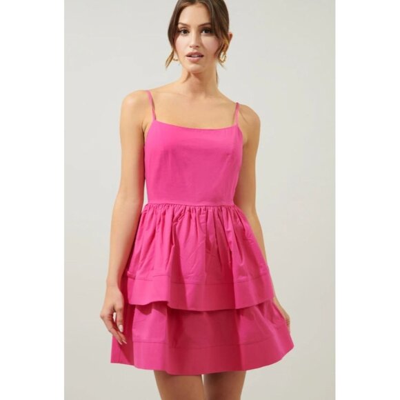 Sugarlips Dresses & Skirts - Sugarlips Beatriz Fuchsia Layered Mini Dress Large NEW with tags